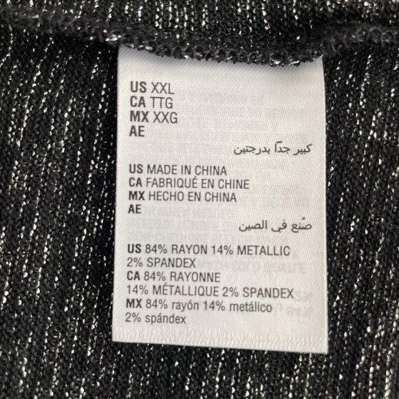 INC Women's Black with Silver Metallic LongSleeve V-Neck Top, Size XXL EUC - Picture 8 of 9